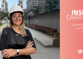 Brenda de Alencar em obra de grande porte, representando o topo da engenharia civil com sua trajetória de sucesso após especializações no IPOG.