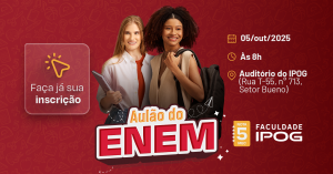 Aulão do ENEM IPOG 2025 com destaque para professores renomados, em Goiânia no dia 5 de outubro de 2025.