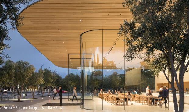 Centro de Visitantes Apple Park / Foster + Partners com aplicação do neurodesign. Imagem: ArchDaily Brasil