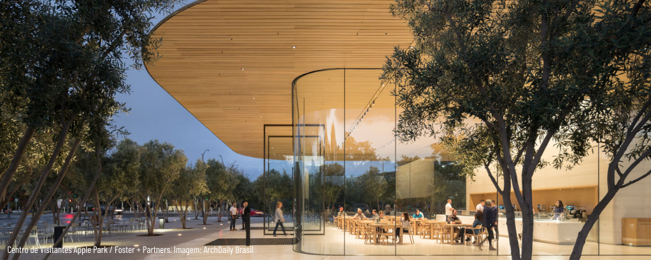 Centro de Visitantes Apple Park / Foster + Partners com aplicação do neurodesign. Imagem: ArchDaily Brasil